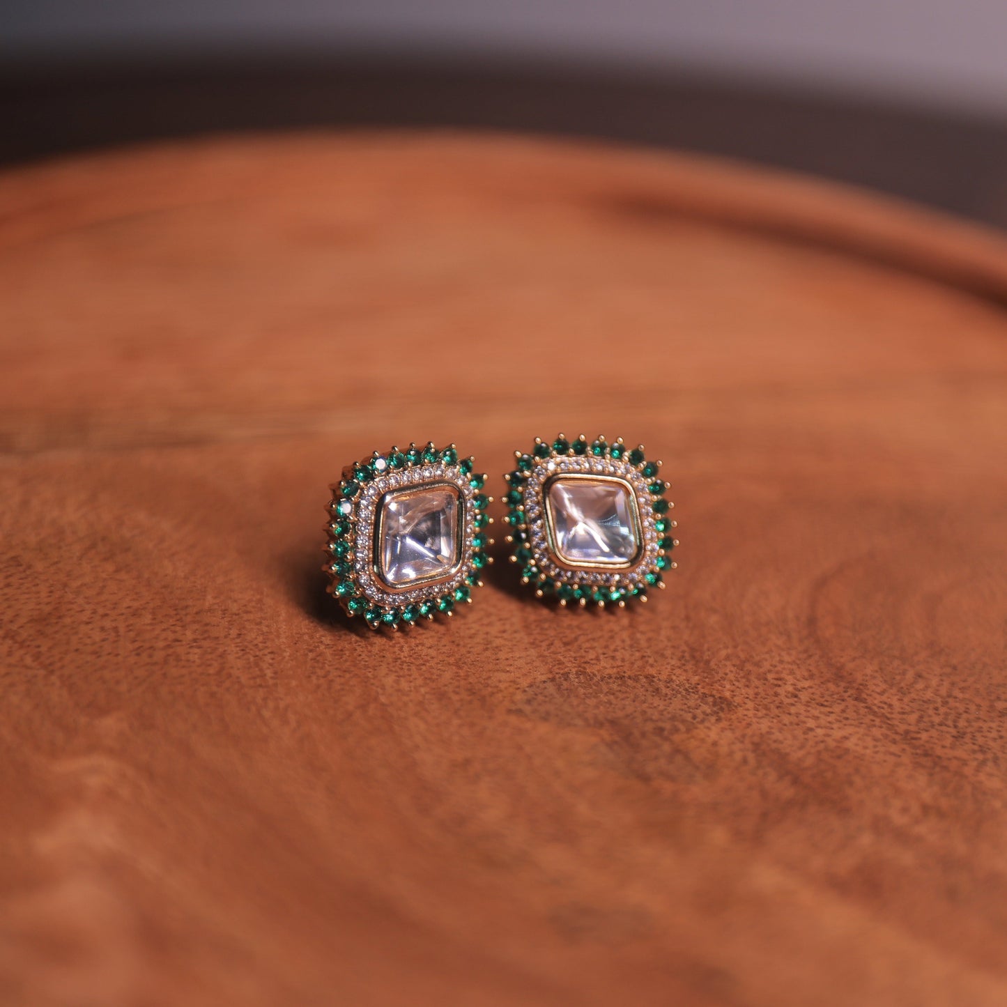 Aishani Emerald Kundan Studs