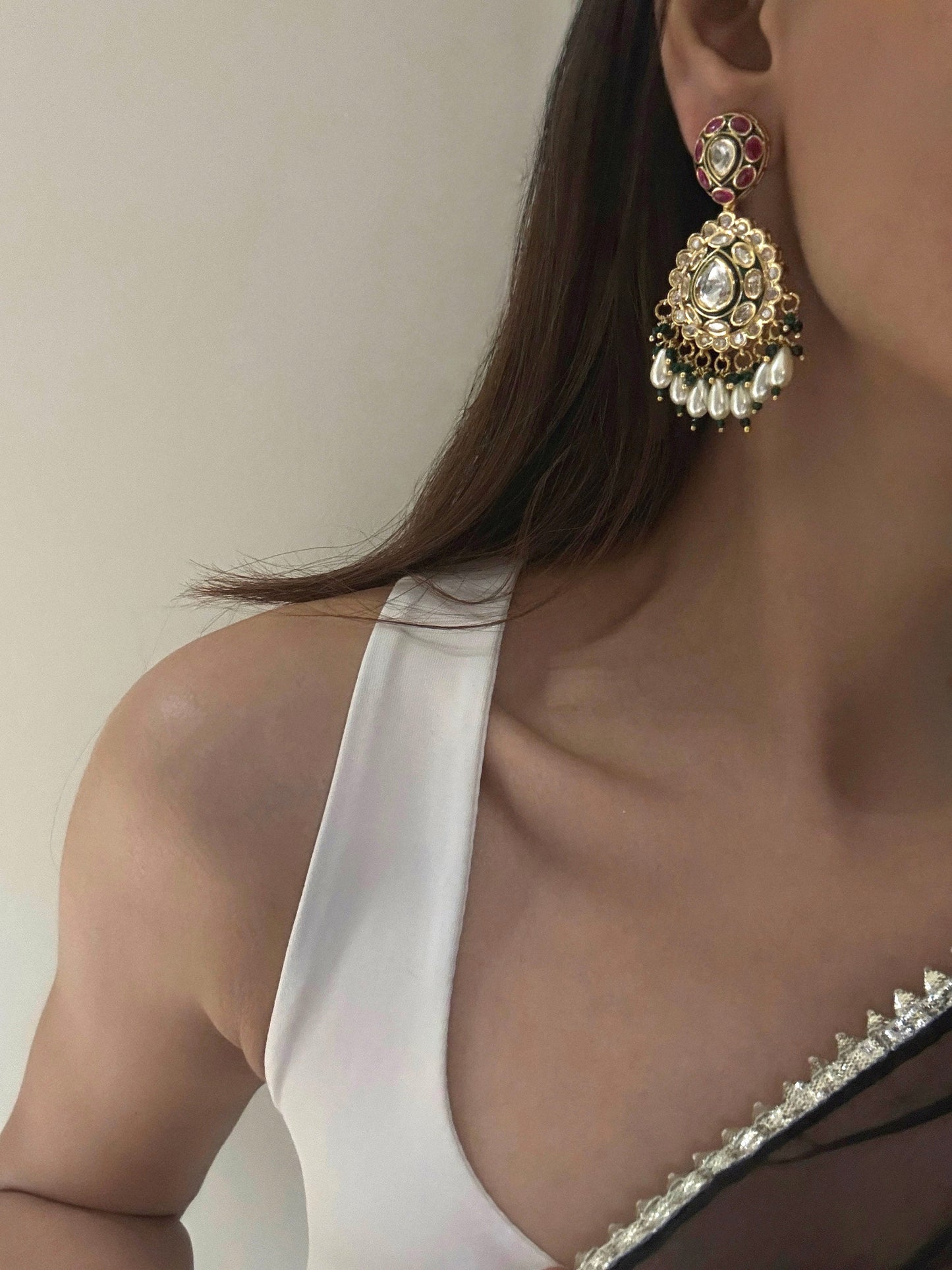 Alayah Emerald Polki Earrings