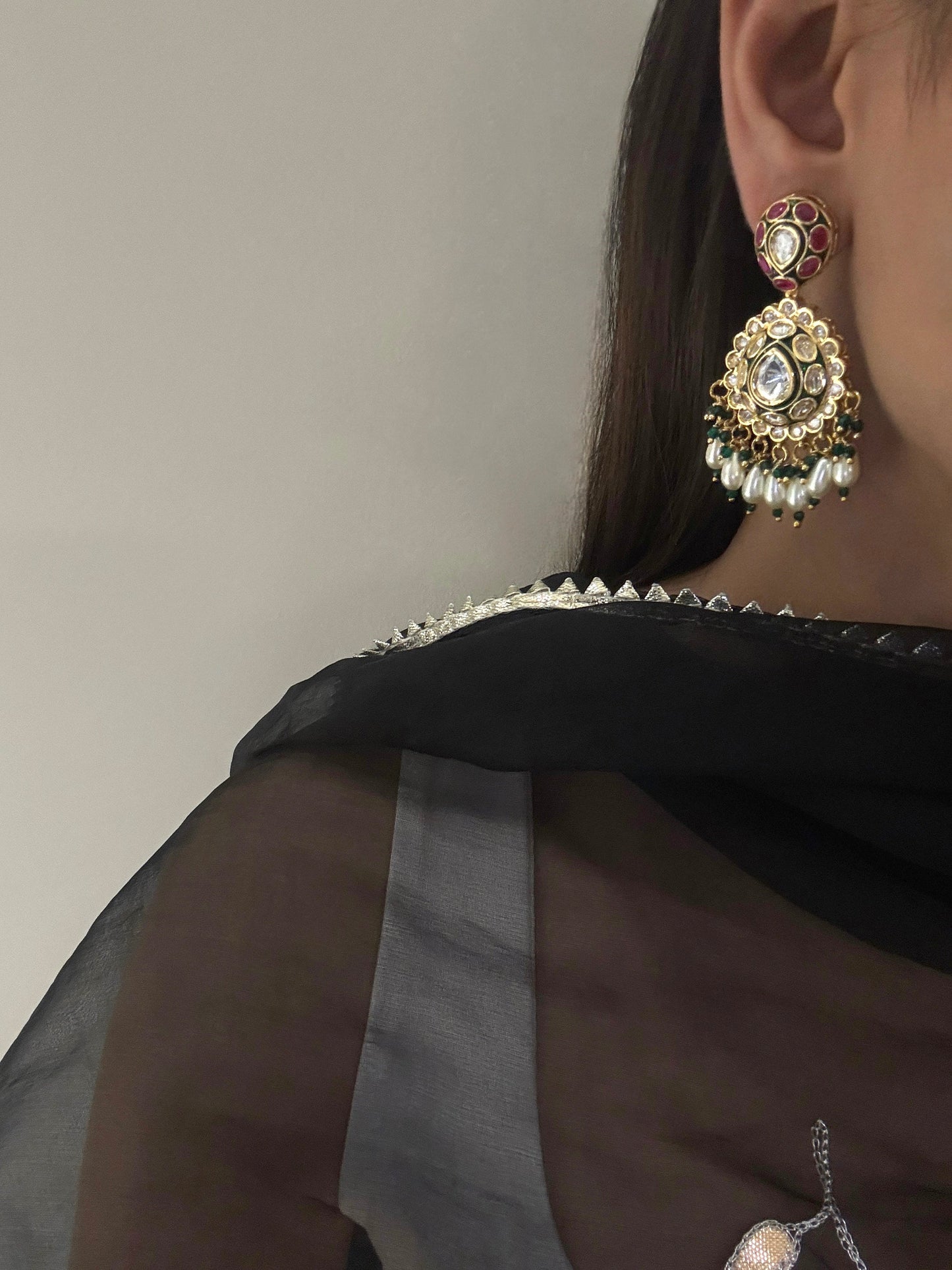 Alayah Emerald Polki Earrings