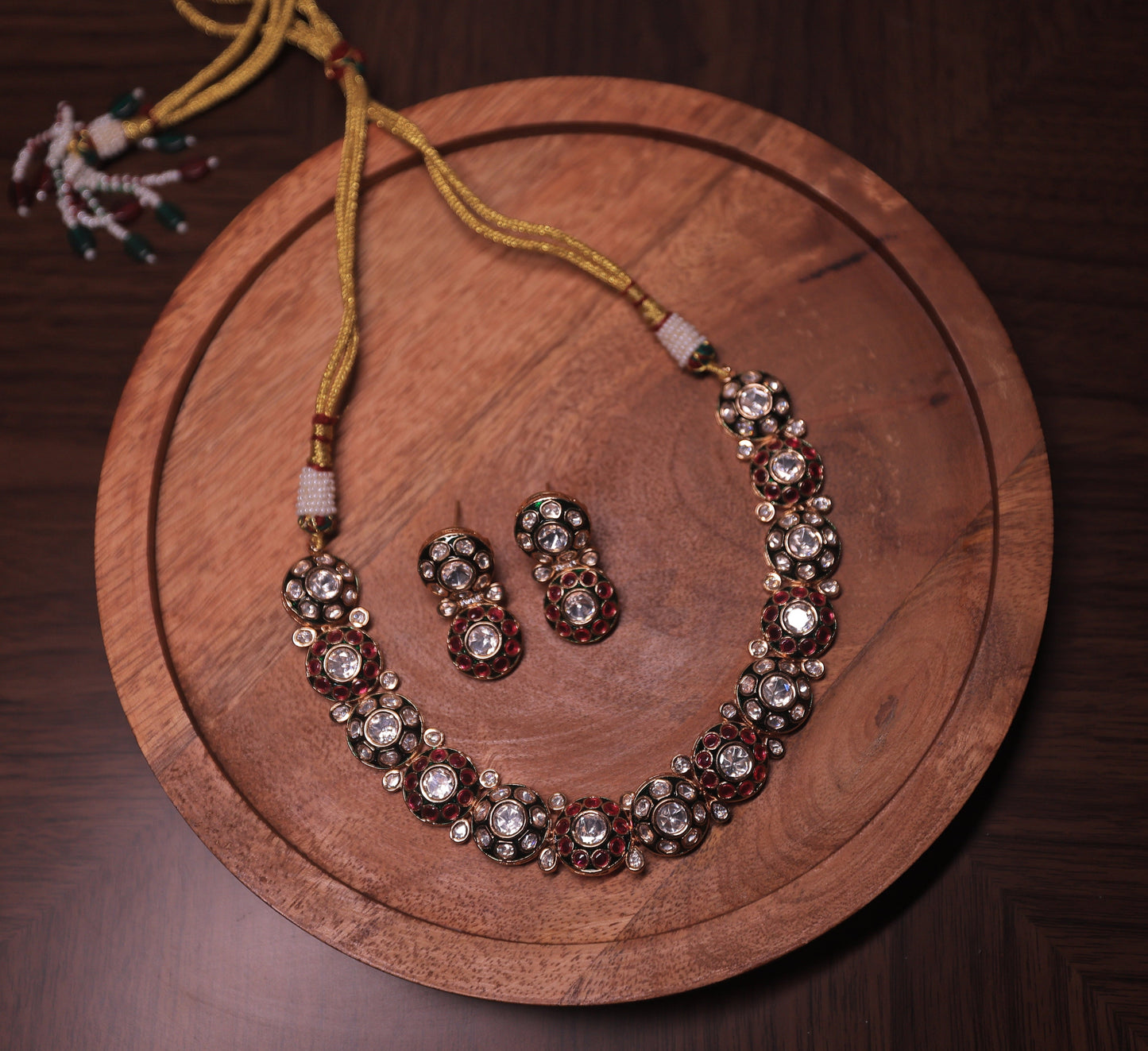 Amyra Polki Emerald Necklace Set