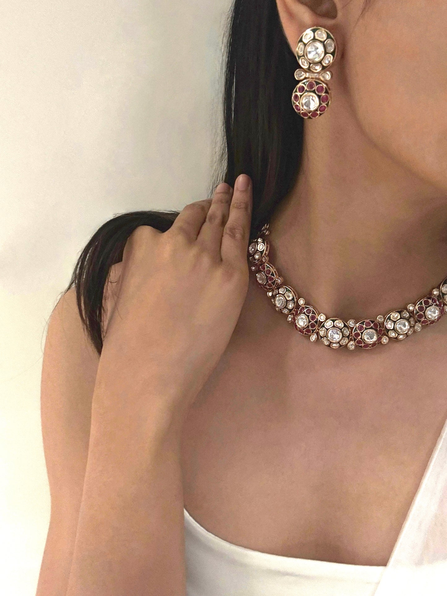 Amyra Polki Emerald Necklace Set