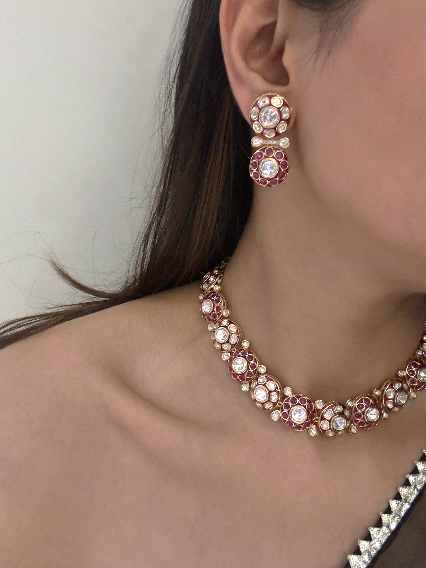 Amyra Polki Ruby Necklace set