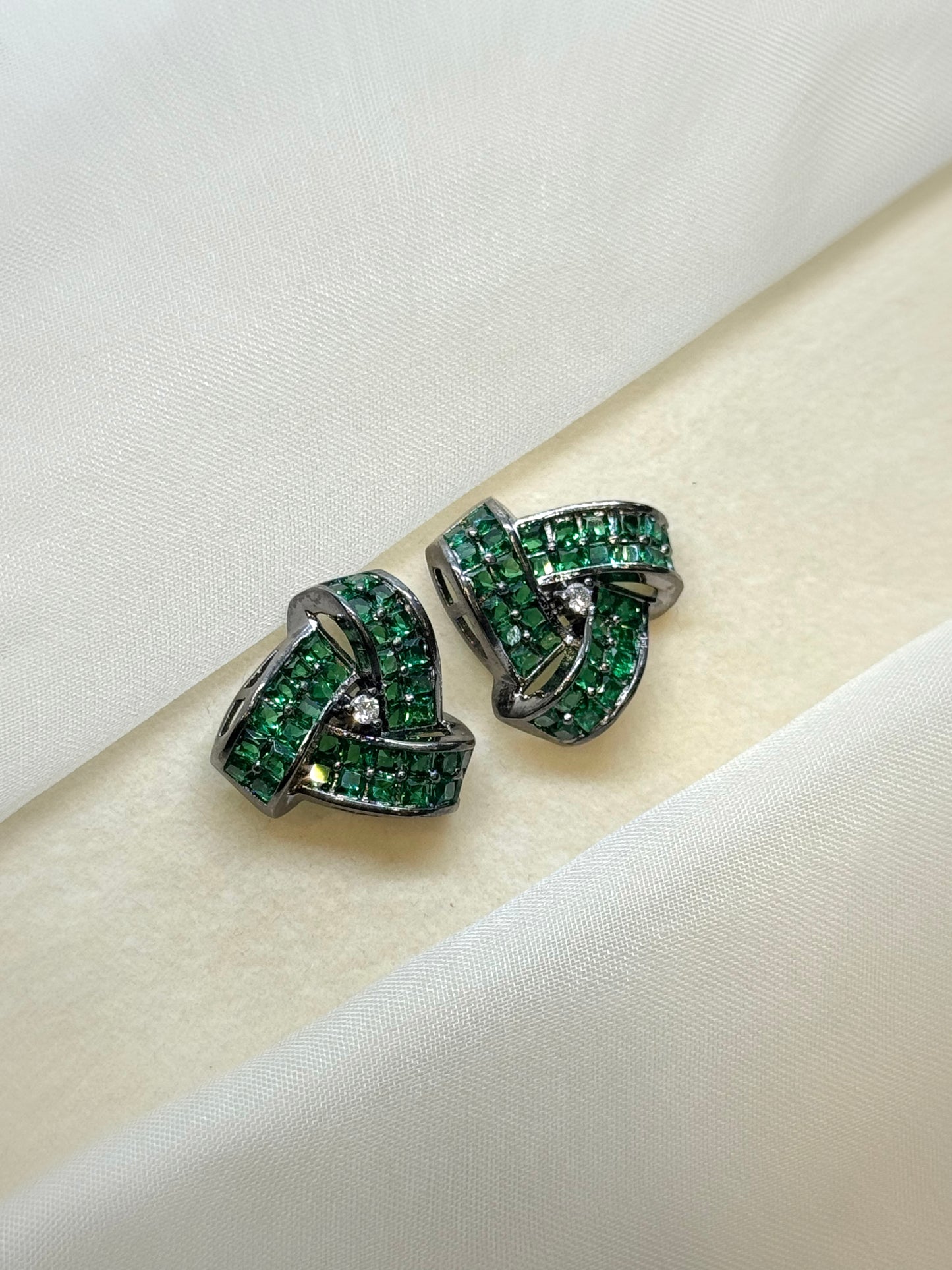 Anaira Emerald Diamond Earrings - Dark Polish