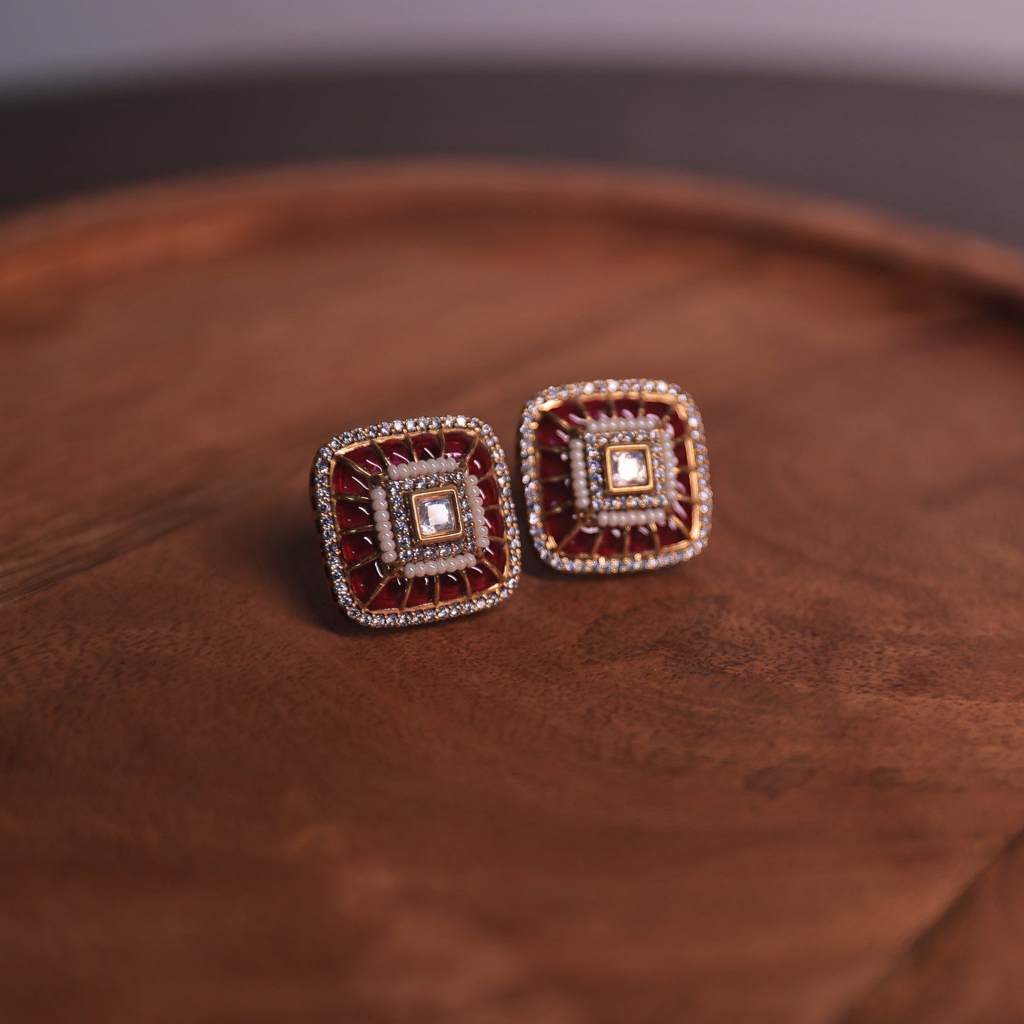 Anvi Ruby Kundan Studs