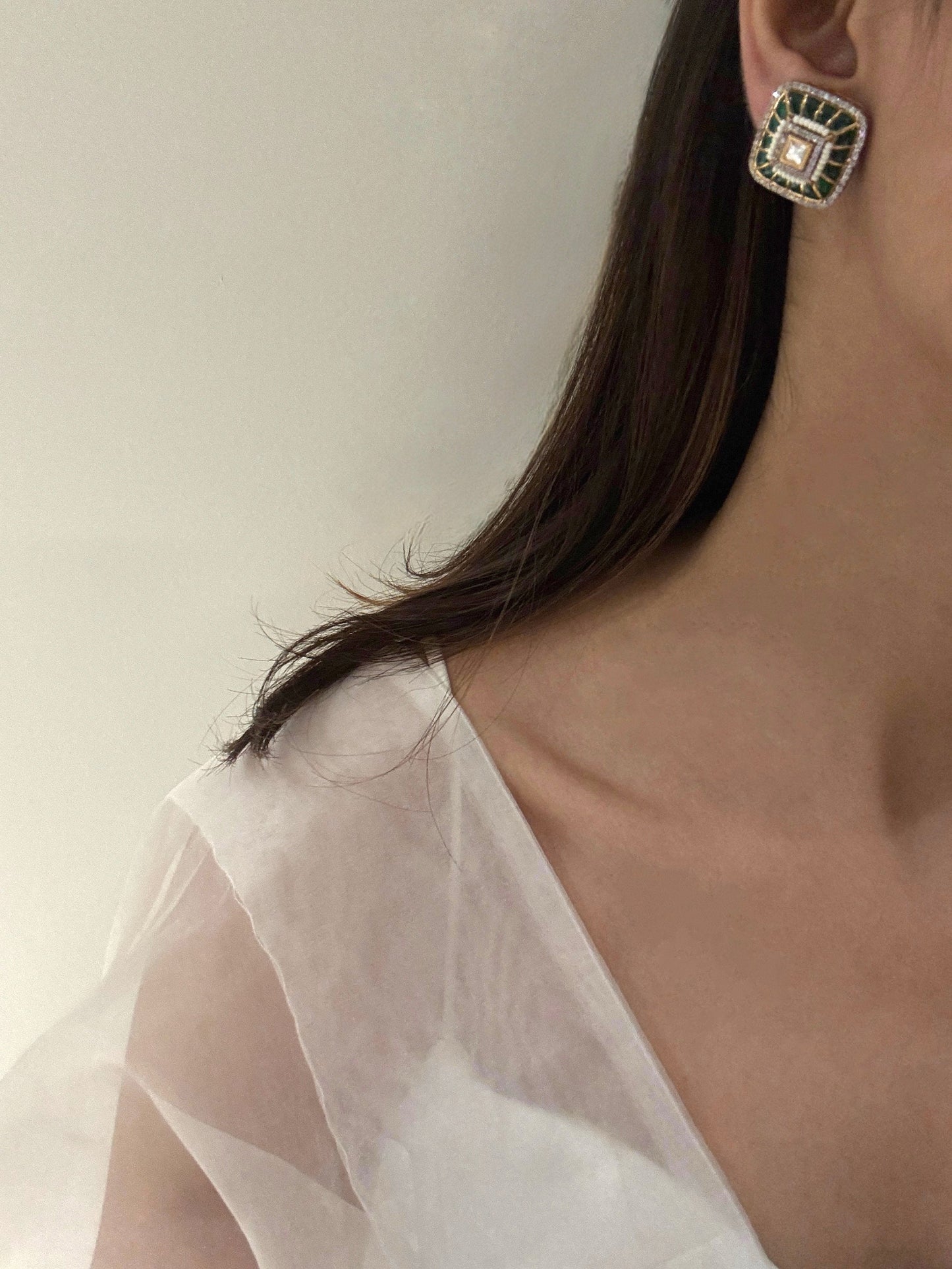 Anvi Emerald Kundan Studs