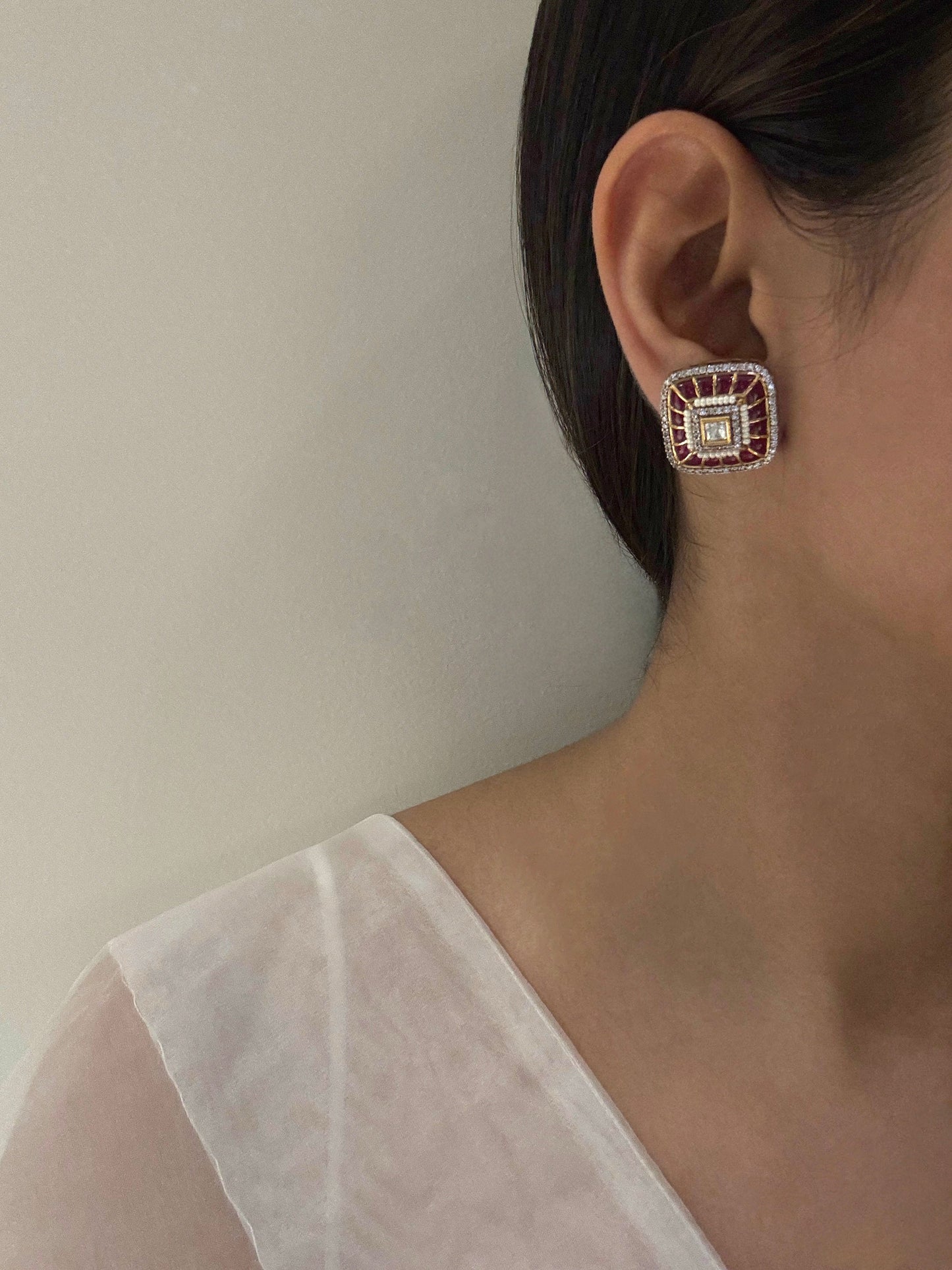 Anvi Ruby Kundan Studs