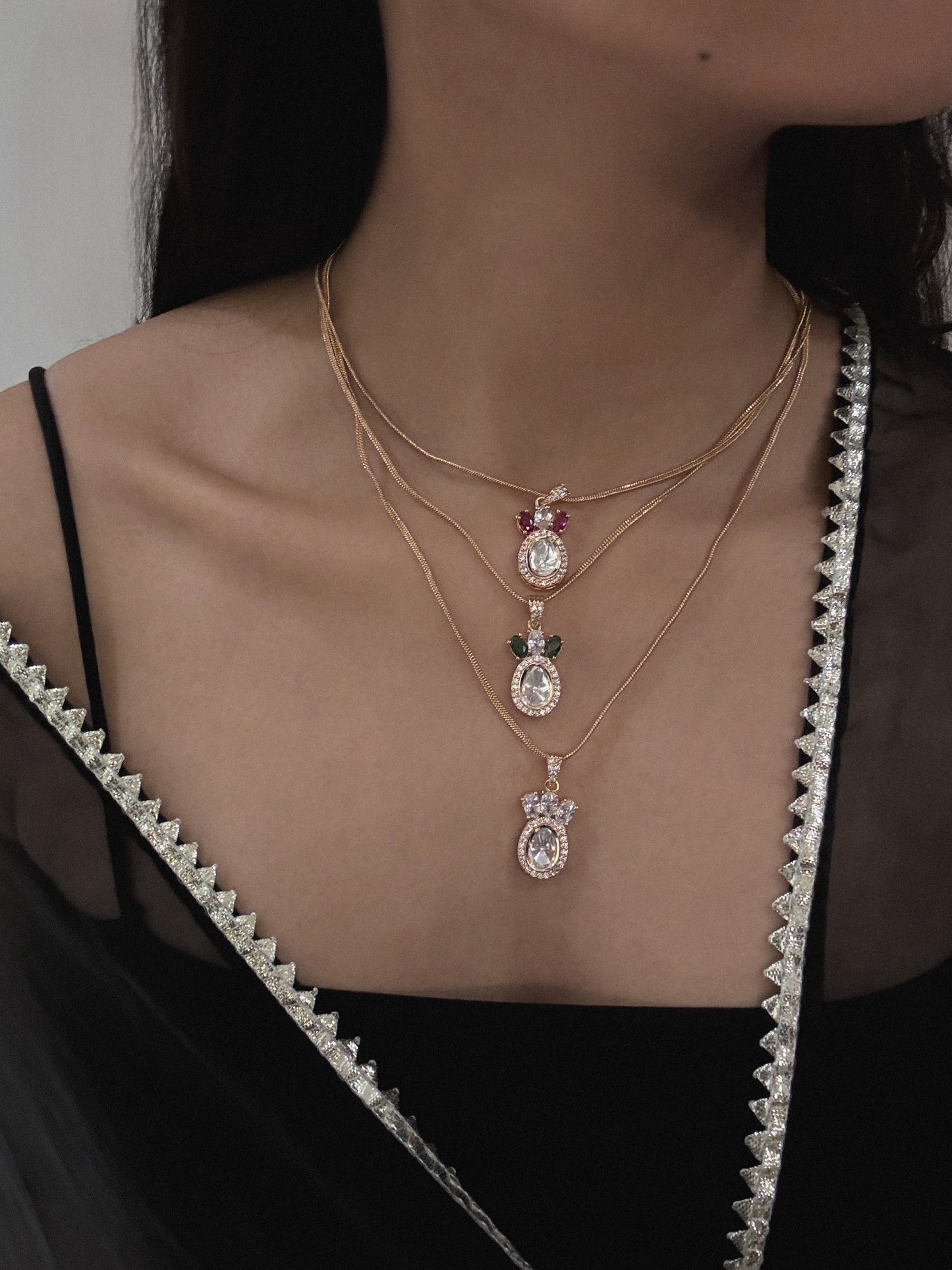 Asmi Polki Ruby Pendant set