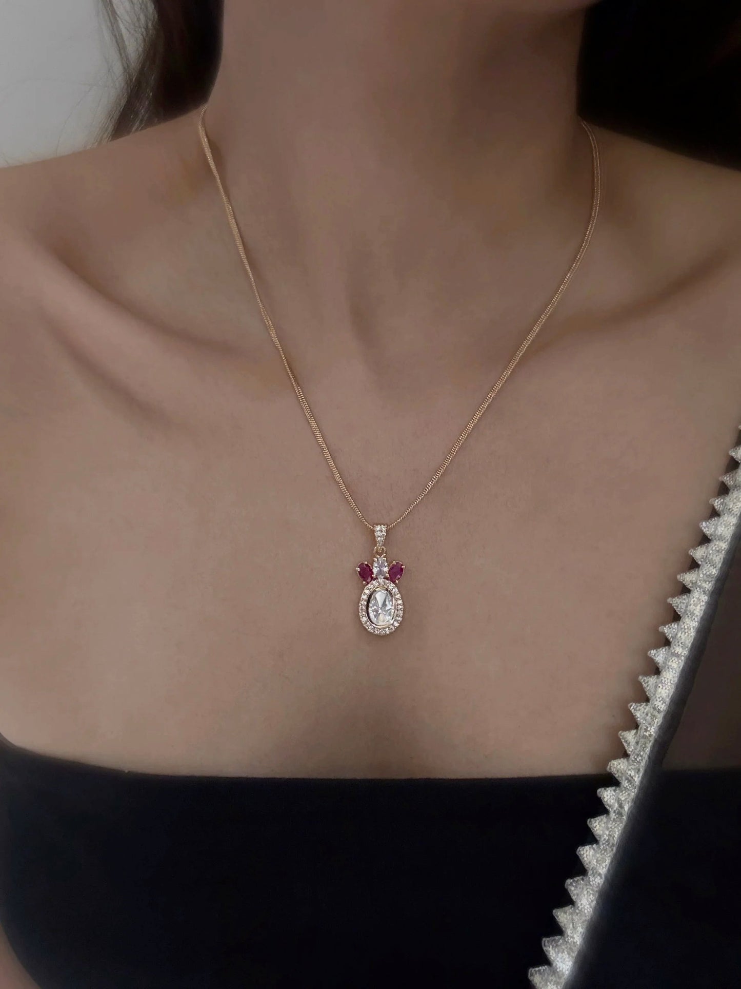 Asmi Polki Ruby Pendant set