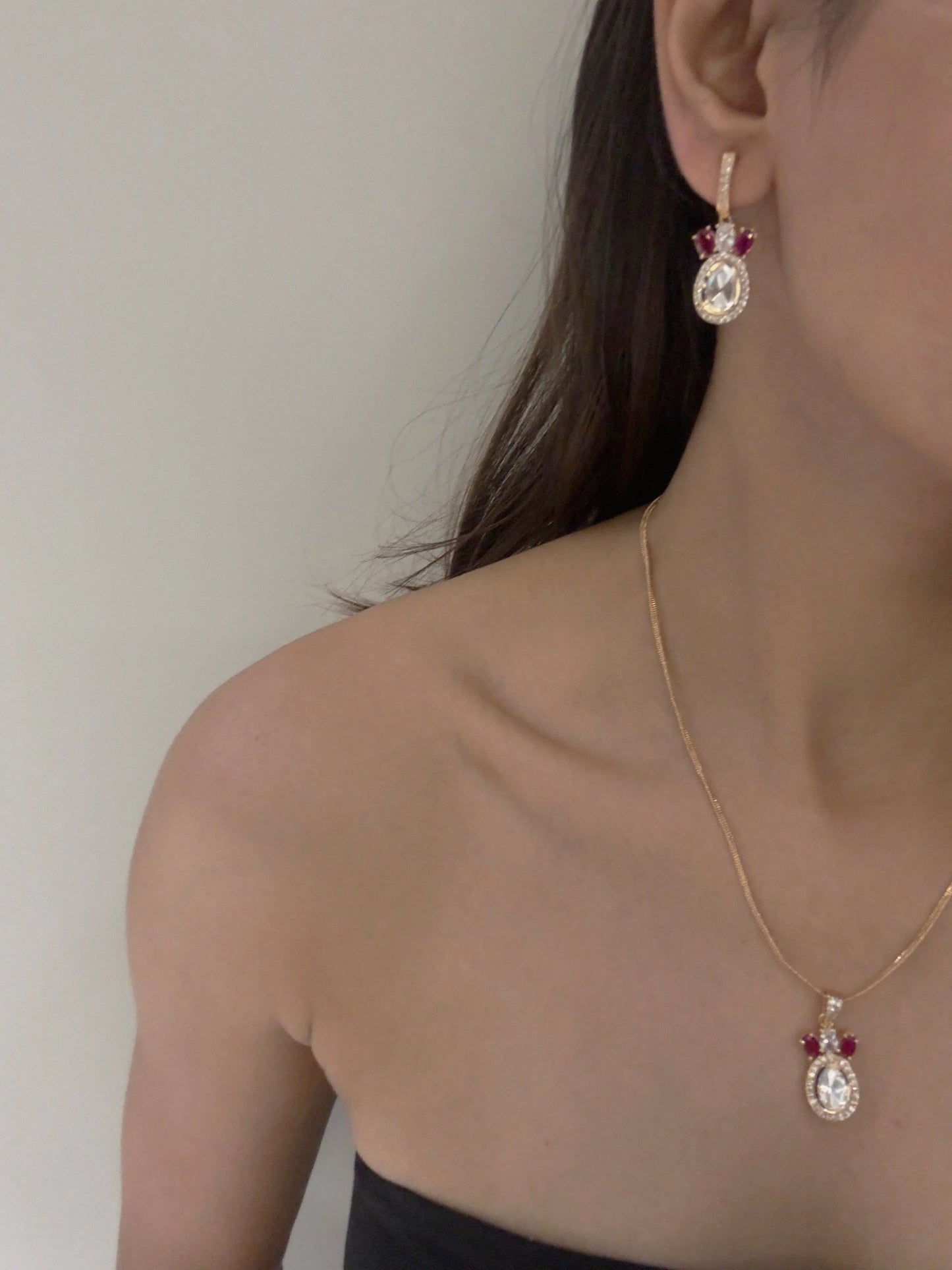 Asmi Polki Ruby Pendant set