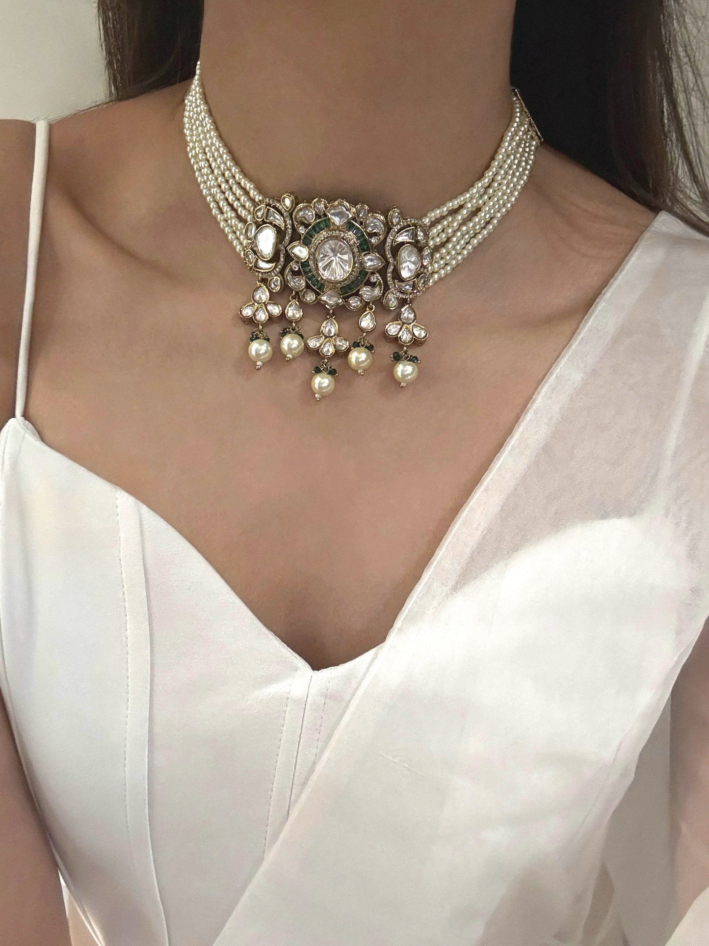 Ayaat Polki Emerald Choker Set