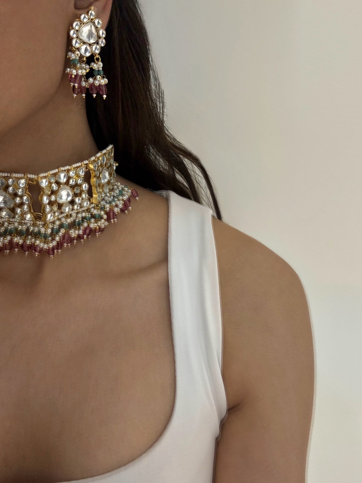 Devika Ruby Rose Choker Set