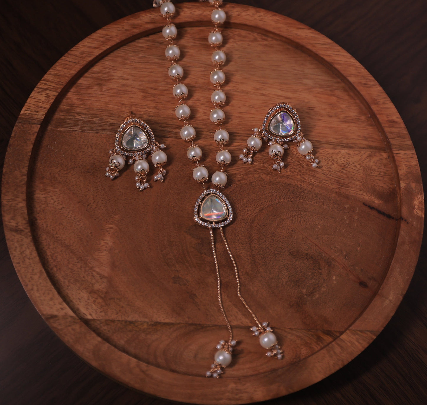 Inara Pearls and Polki Pendant Set