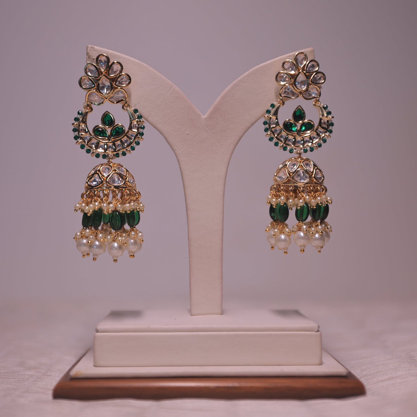Iraisa Emerald Kundan Jhumkas
