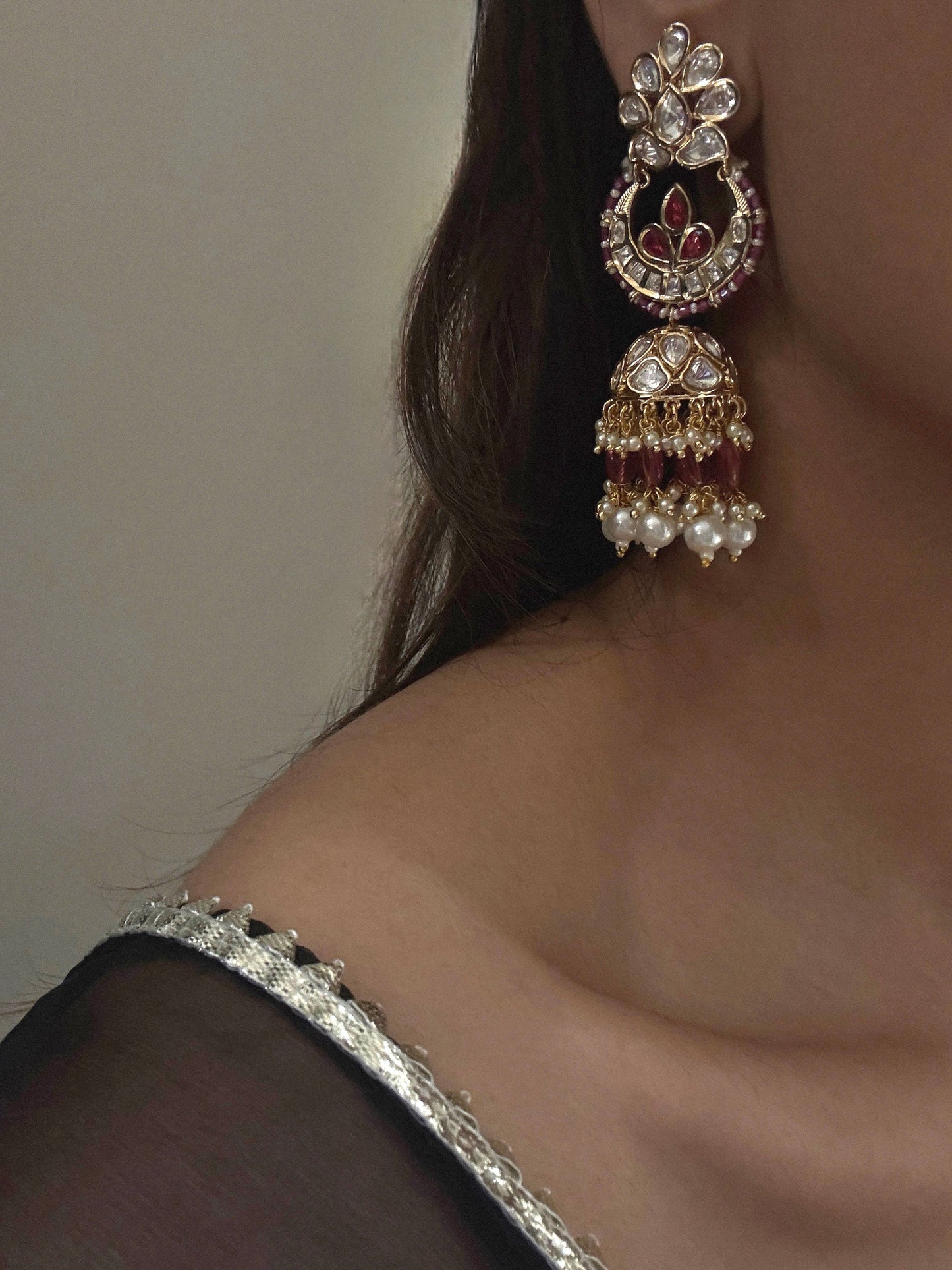 Iraisa Ruby Kundan Jhumkas