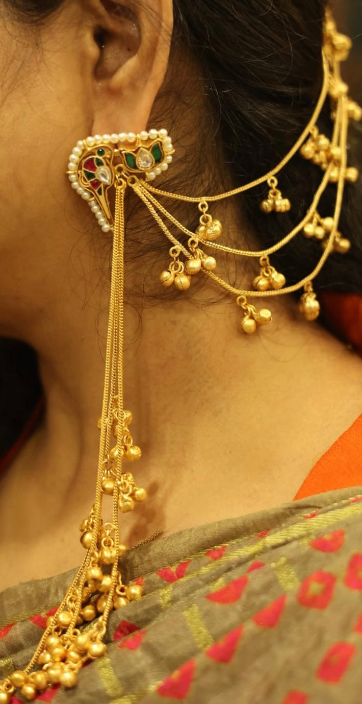 Kamal Earrings with Kaanchain