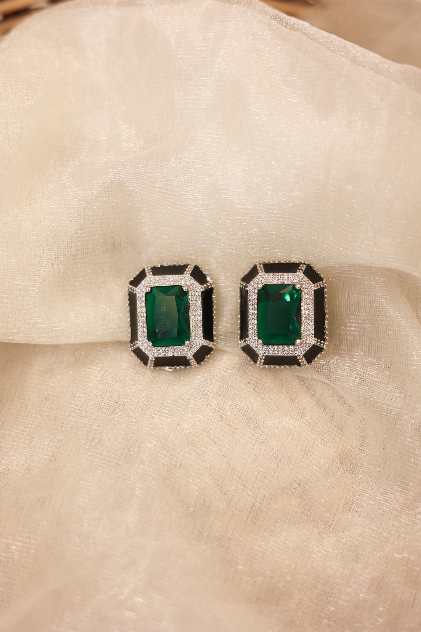 Liyana Emerald and Diamond Studs