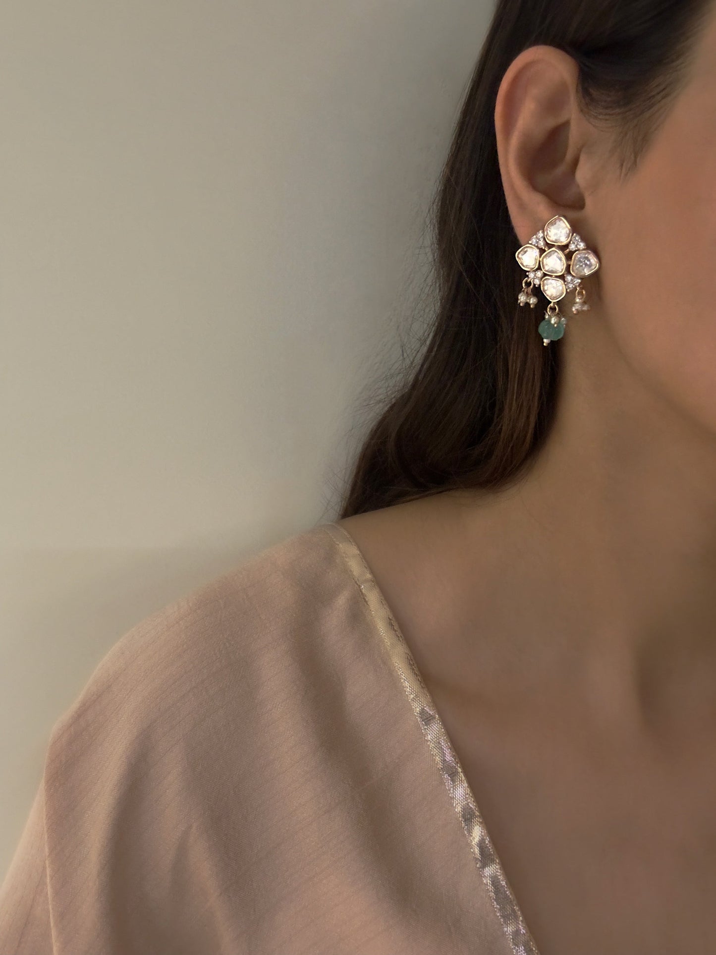 Mahika Sage Kundan Earrings