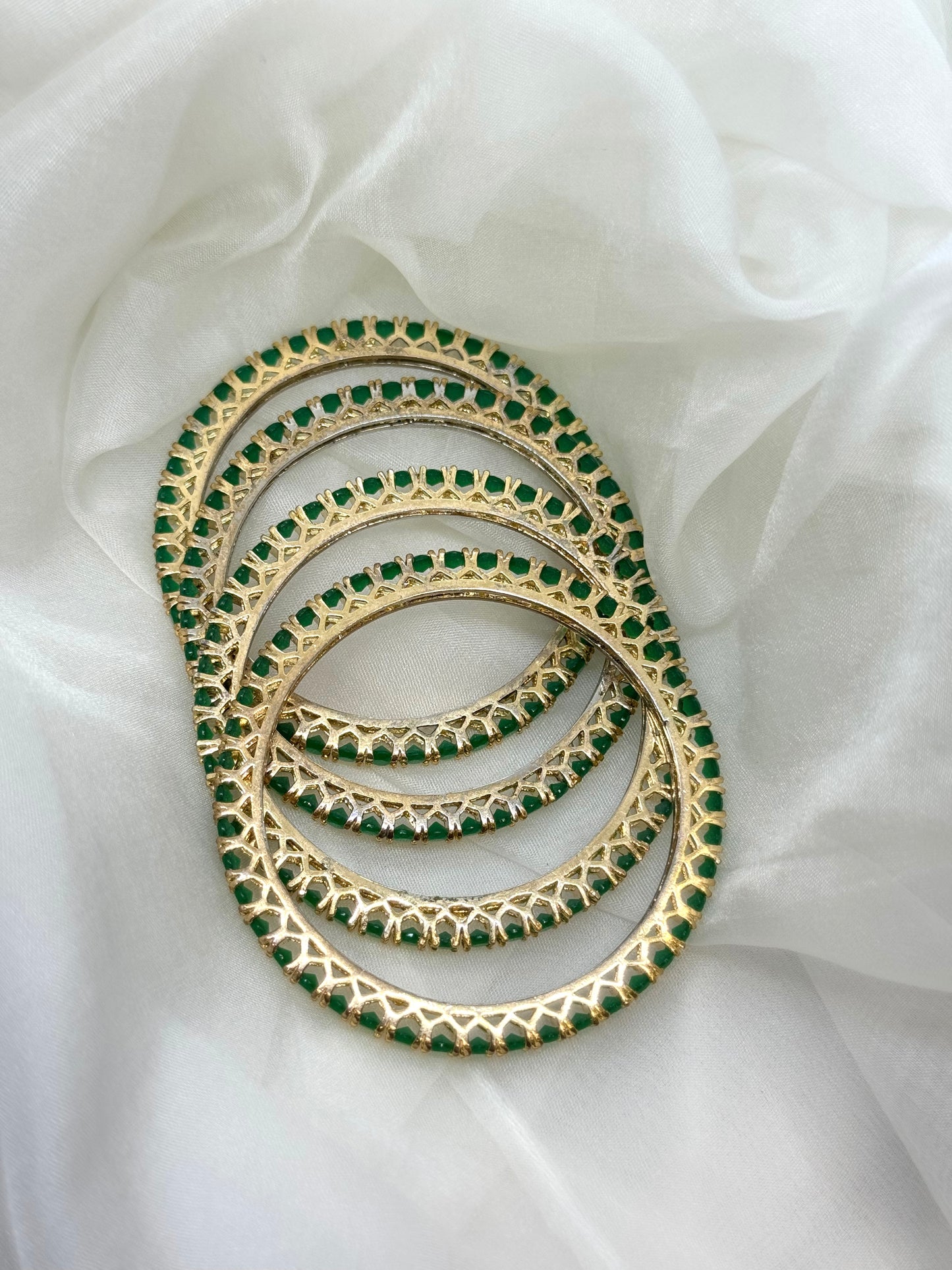 Meera Emerald Bangles (set of 4)- Size 2/4