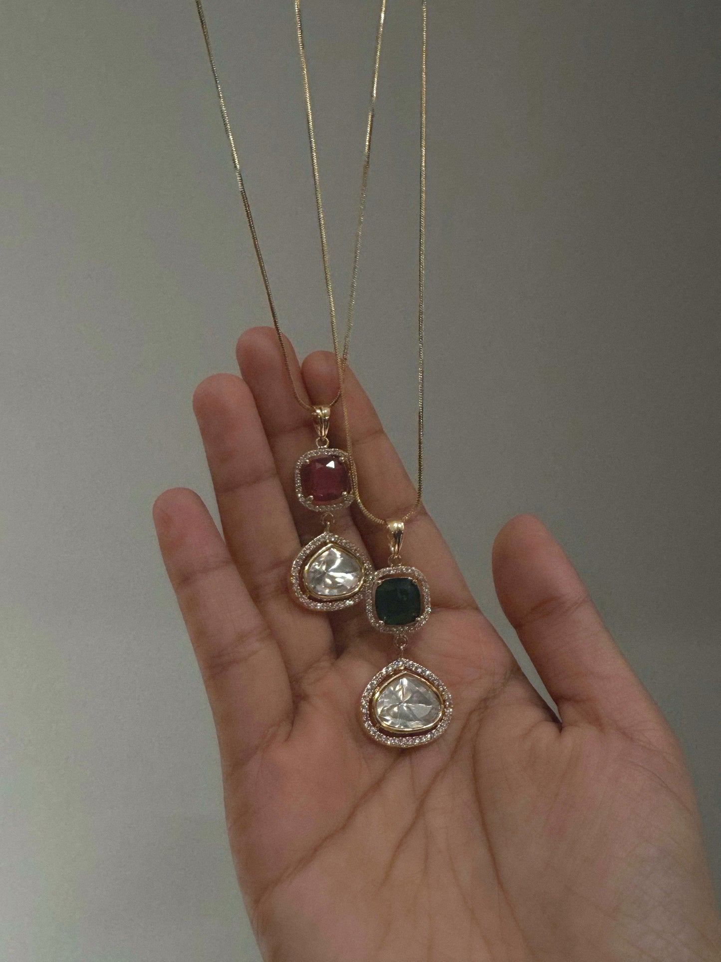Mehek Polki Ruby Pendant Set