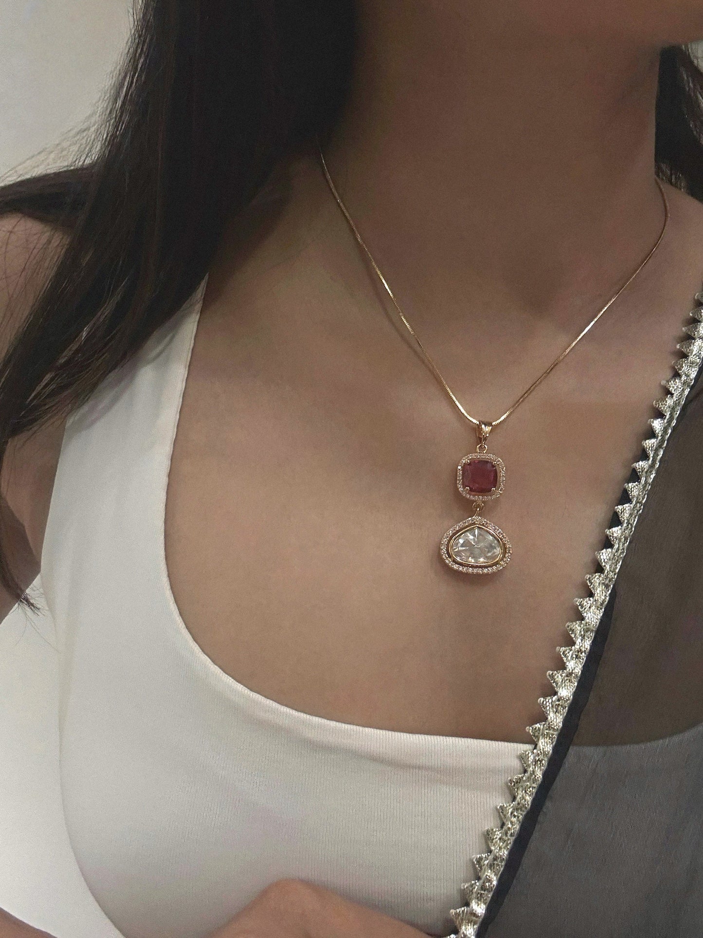 Mehek Polki Ruby Pendant Set