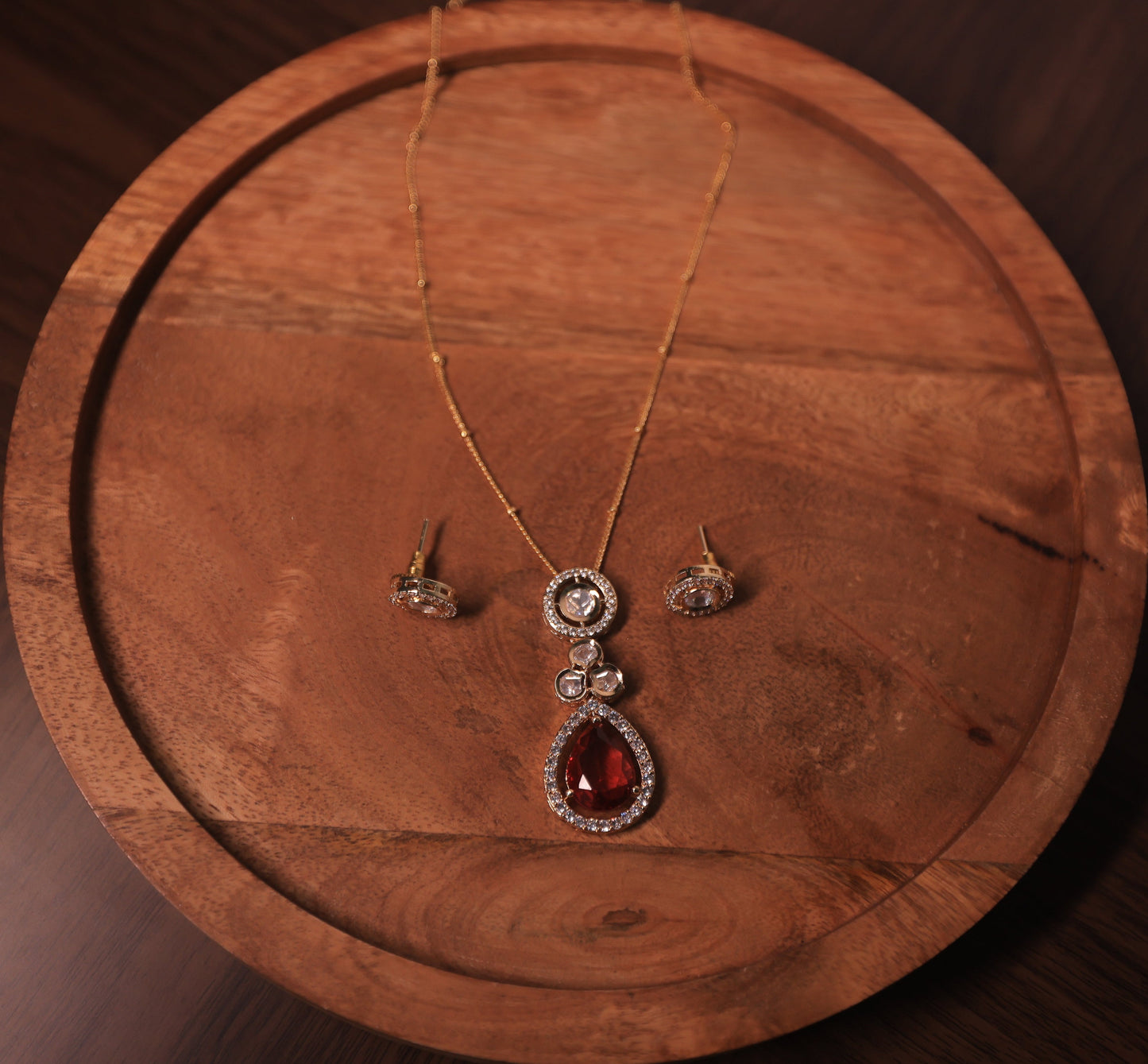 Nadira Polki Ruby Pendant Set