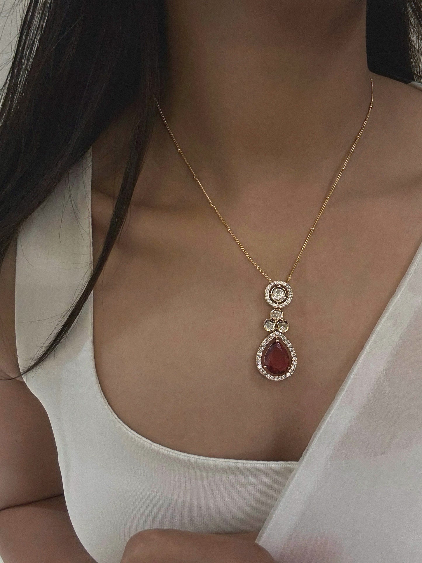 Nadira Polki Ruby Pendant Set