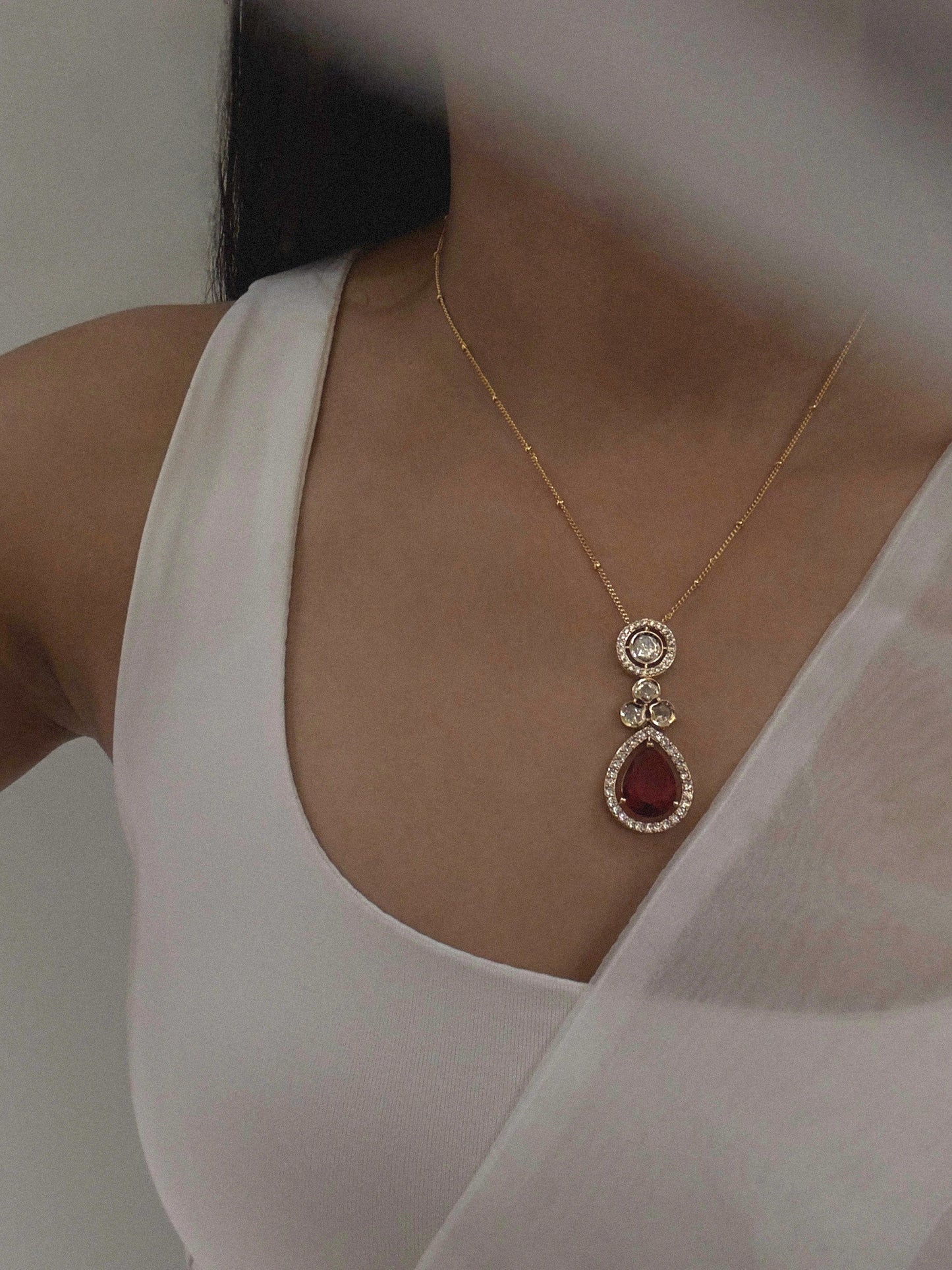 Nadira Polki Ruby Pendant Set