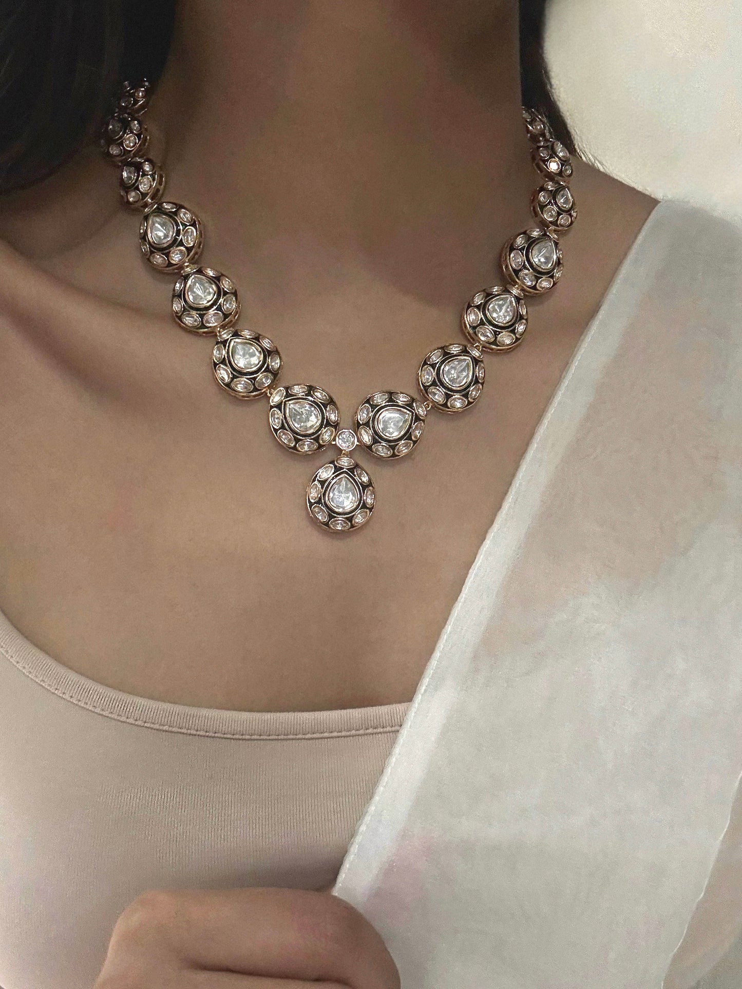 Raina Polki Emerald Necklace Set
