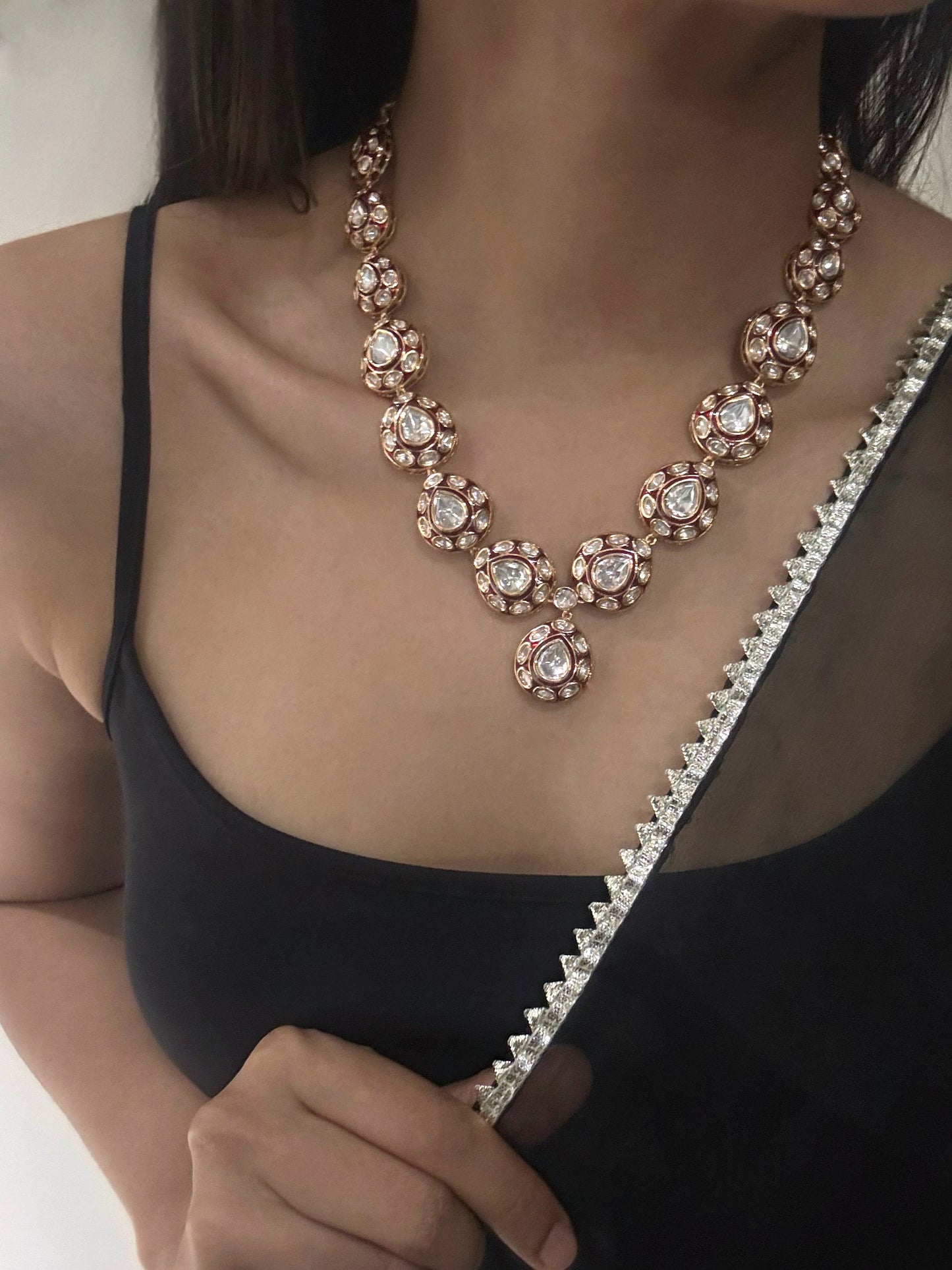 Raina Polki Ruby Necklace Set