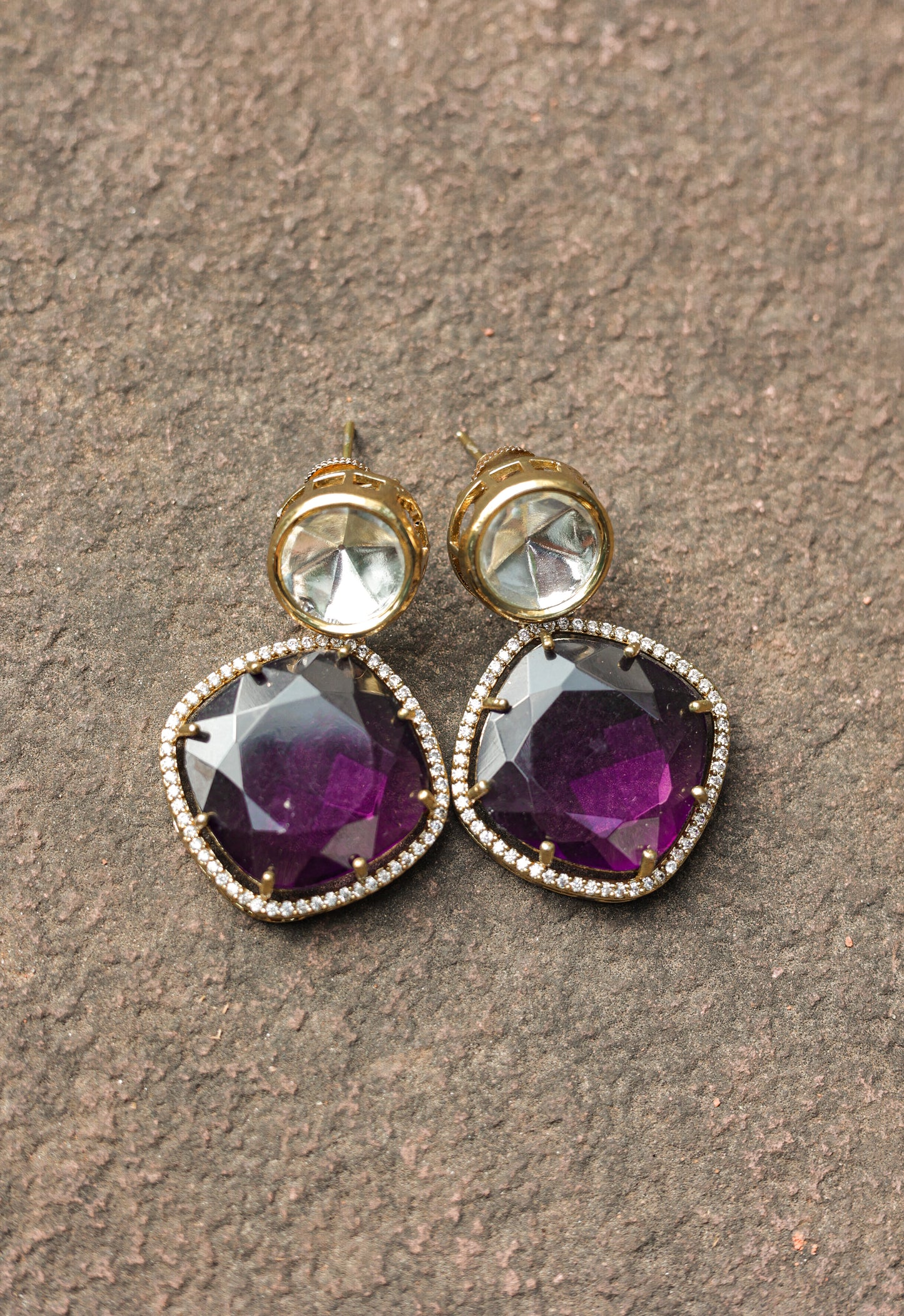 Reetika Amethyst Kundan Earrings