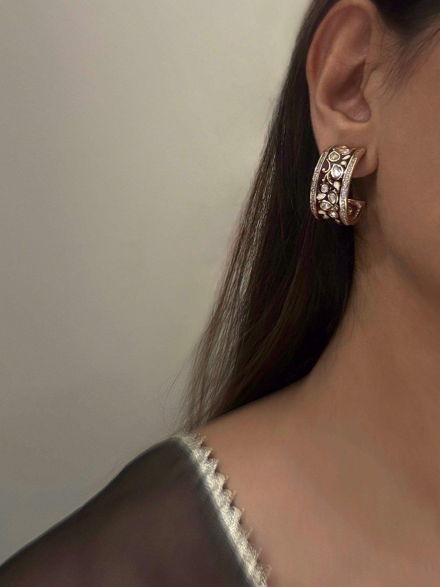 Saanjh Ruby Kundan Earrings
