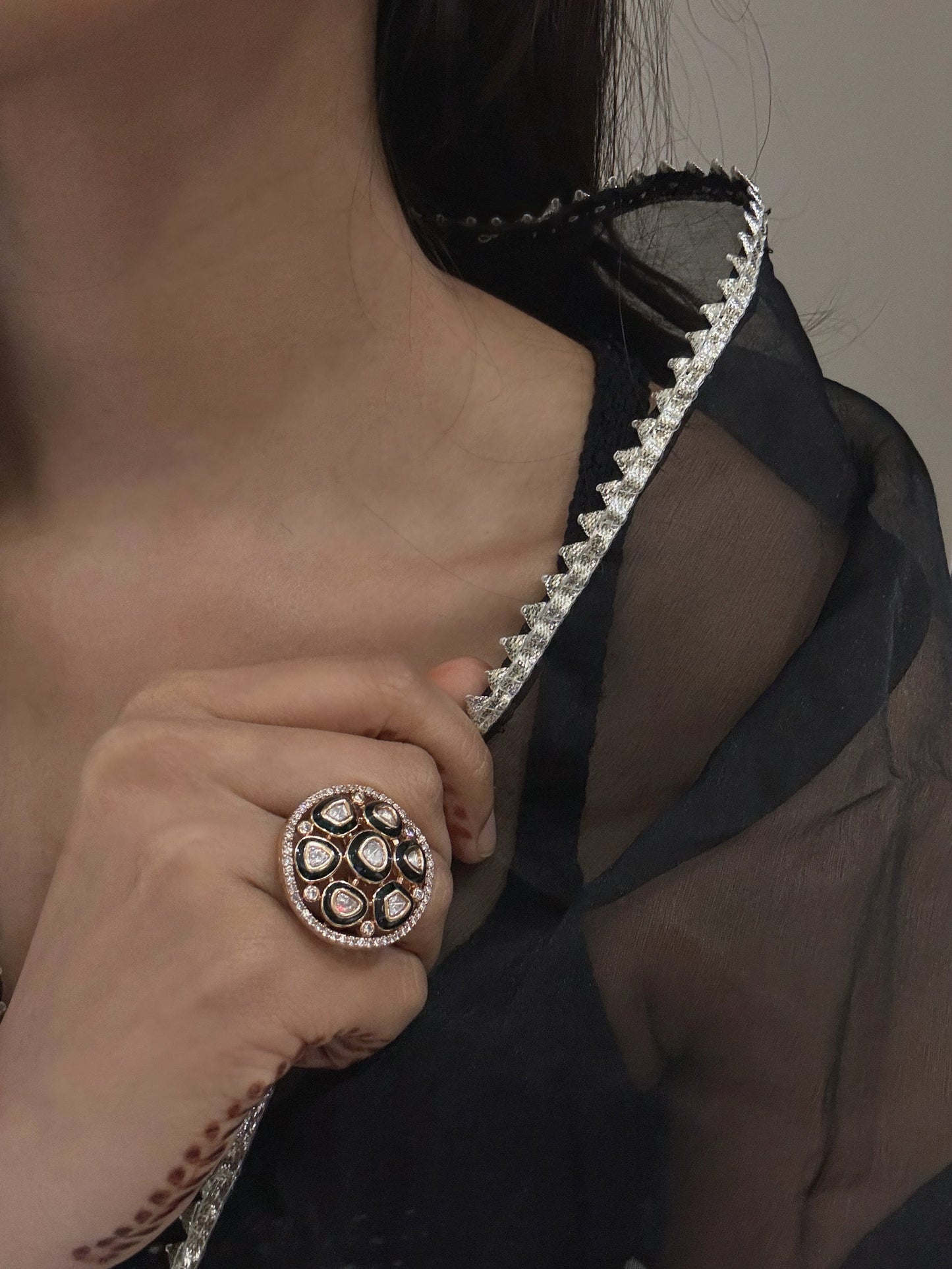Trisha Adjustable Kundan Ring