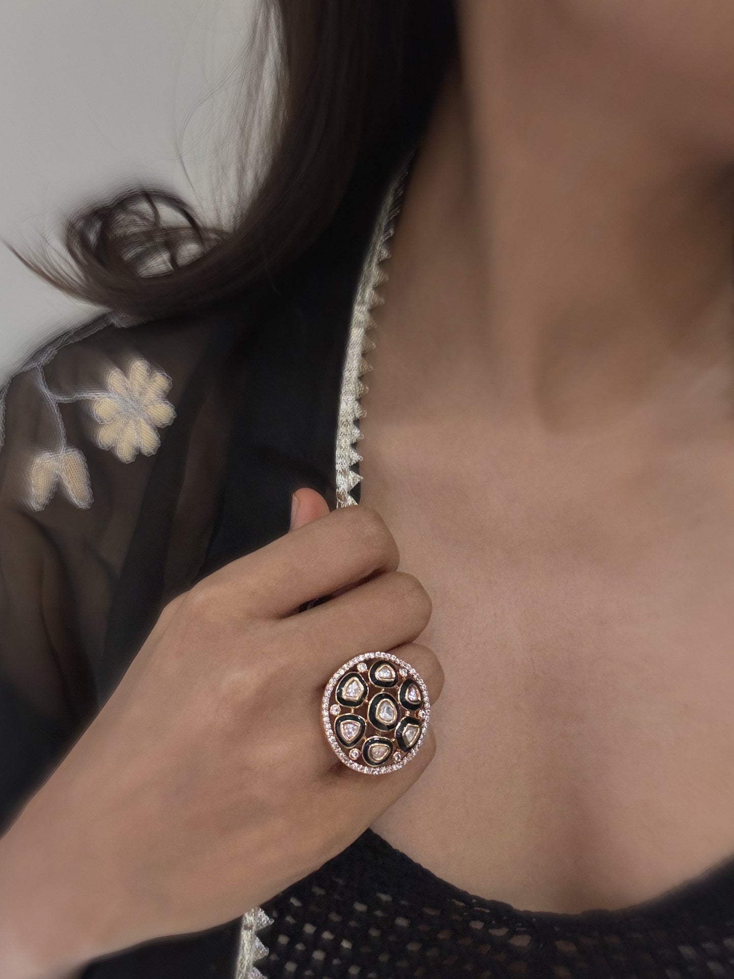 Trisha Adjustable Kundan Ring