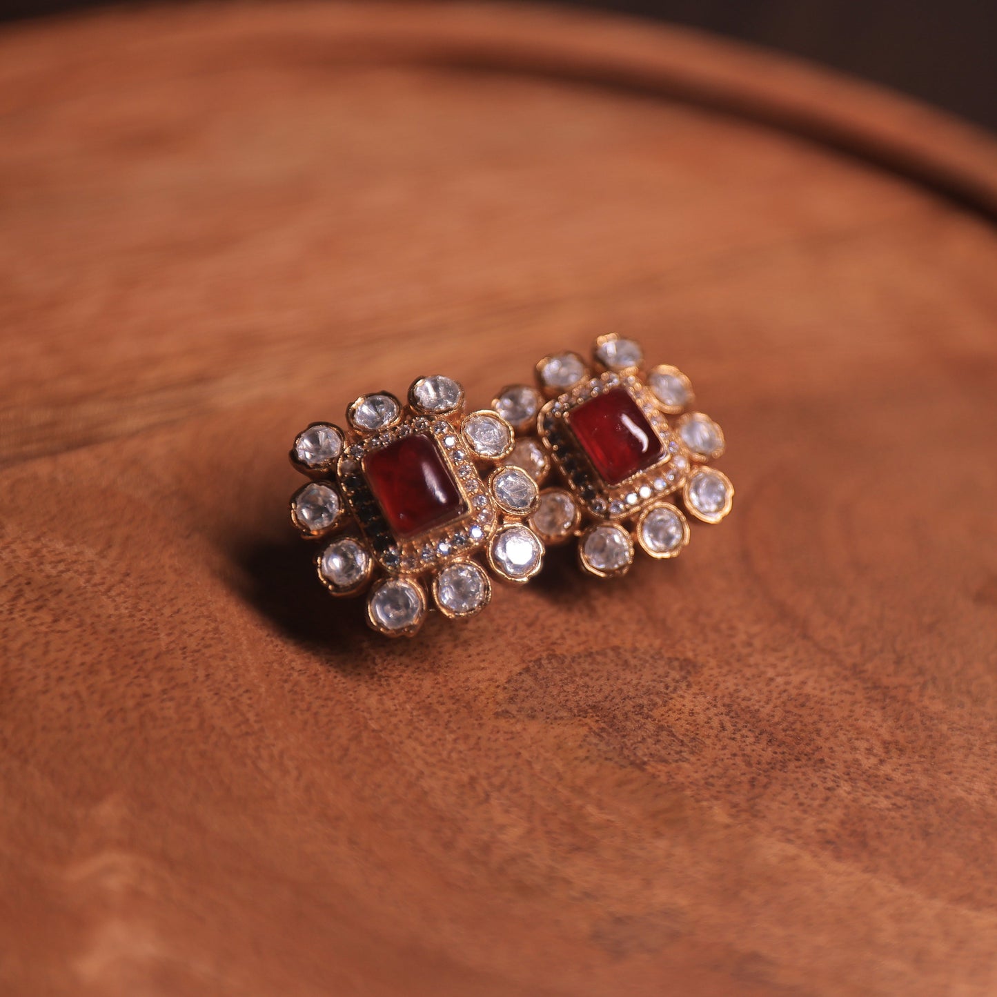 Zaina Ruby Polki Studs