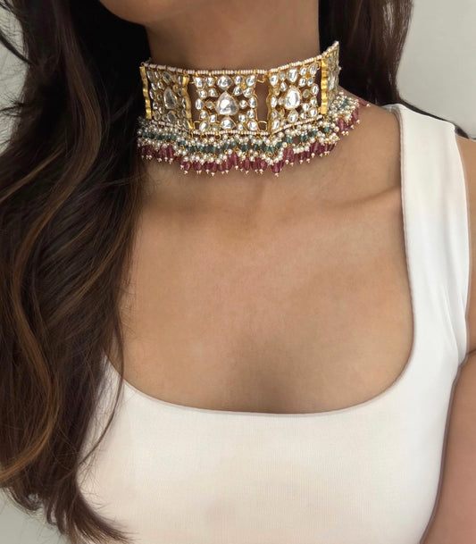 Devika Ruby Rose Choker Set