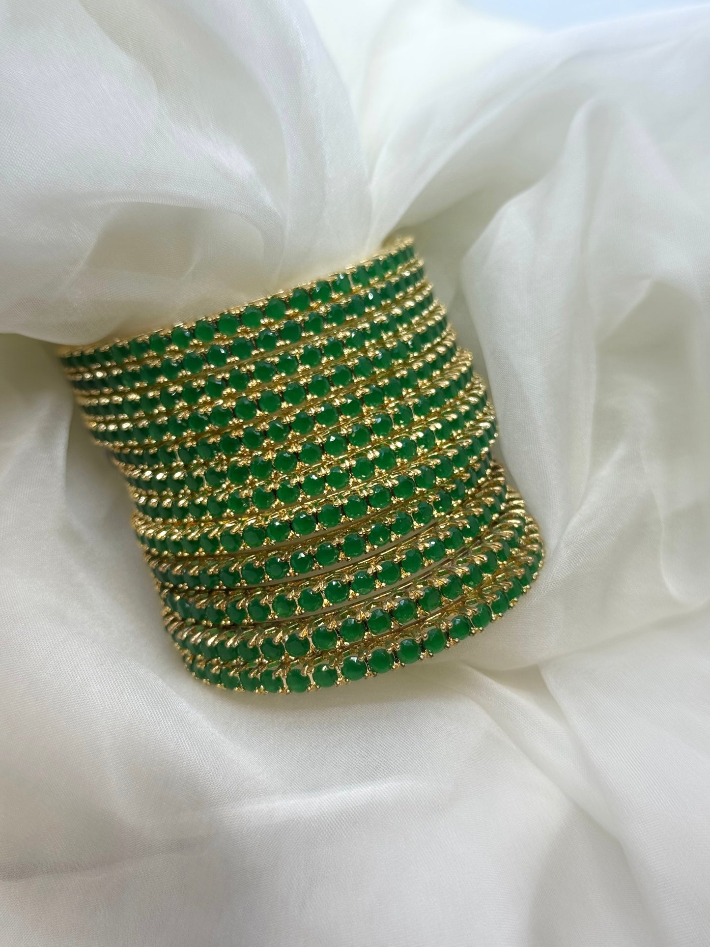 Meera Emerald Bangles (set of 4)- Size 2/6