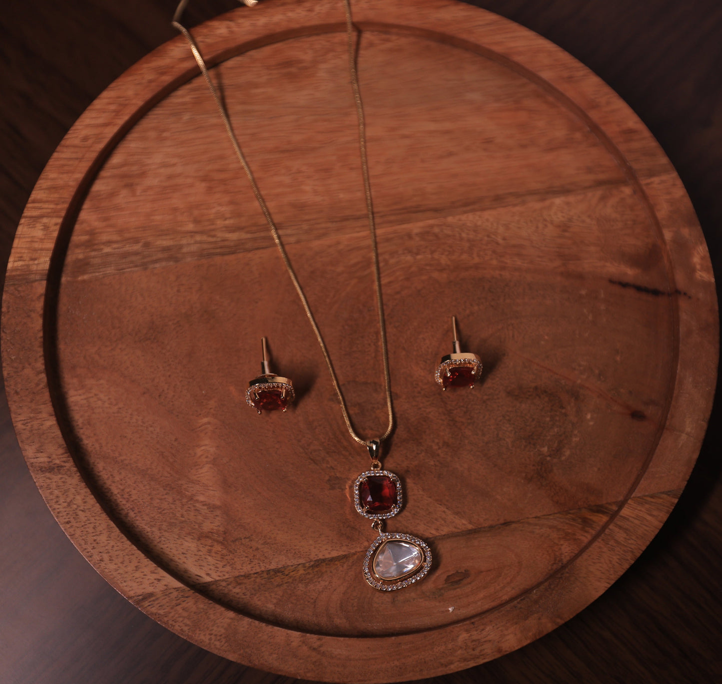 Mehek Polki Ruby Pendant Set