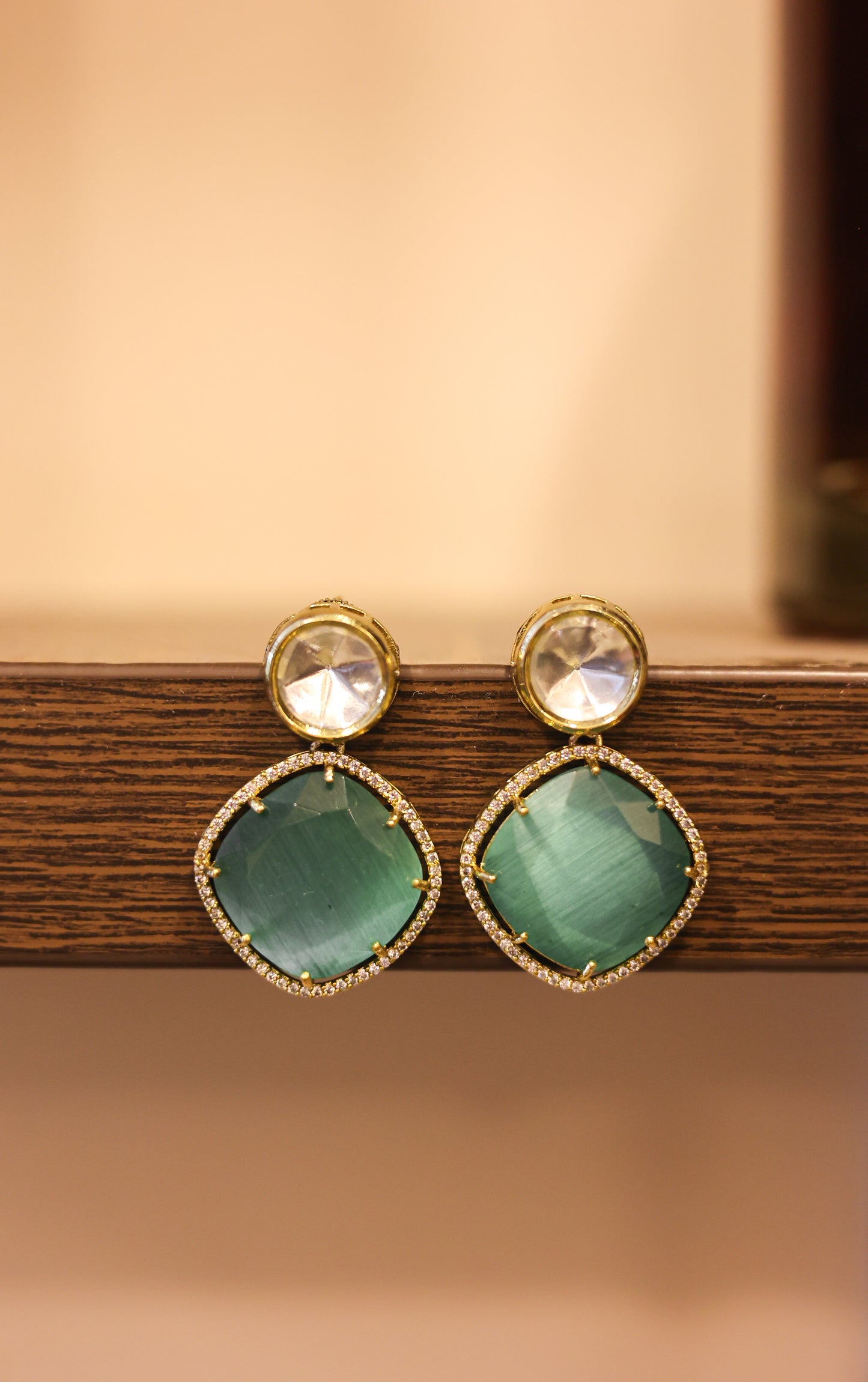 Reetika Emerald Kundan Earrings