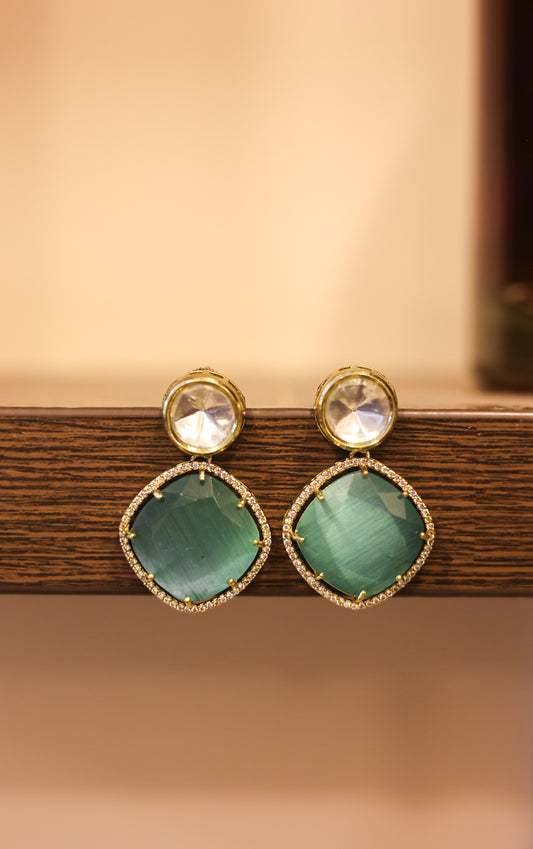 Reetika Emerald Kundan Earrings