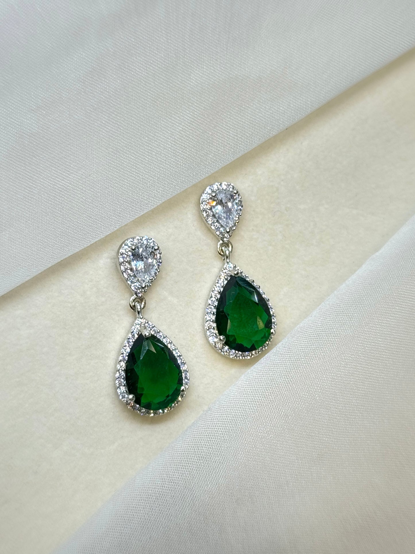 Zyra Emerald Diamond Earrings
